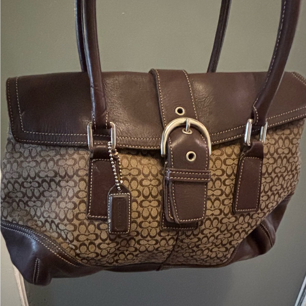 Coach Brown and Tan Shoulder Bag